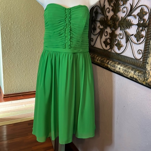 NWT Alfred Angelo Cocktail Dress- green  chiffon, full skirt-Sz 12 - Picture 2 of 14